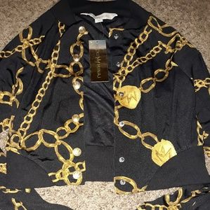 Black chain printed jacket